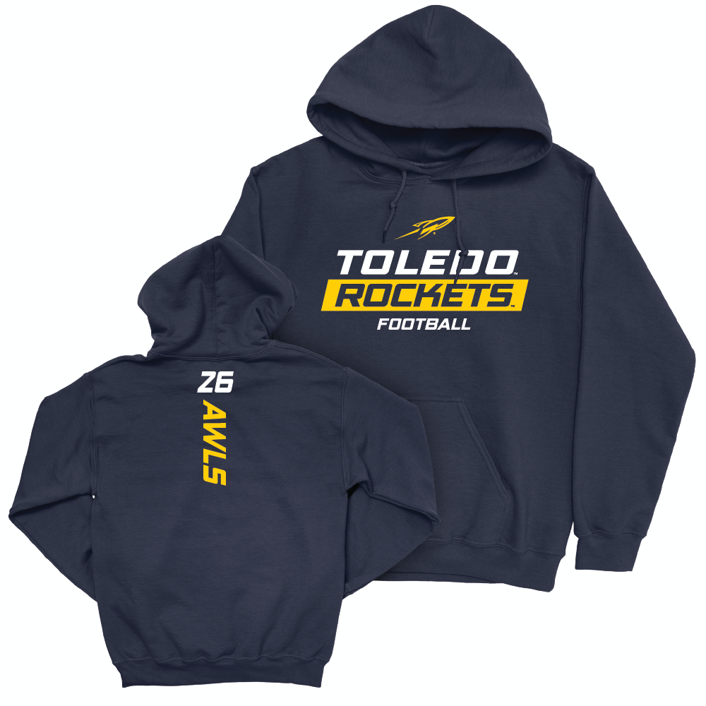 Toledo Football Navy Rush Hoodie - Braden Awls | #26