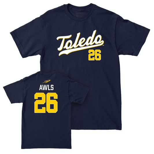 Toledo Football Navy Script Tee - Braden Awls | #26