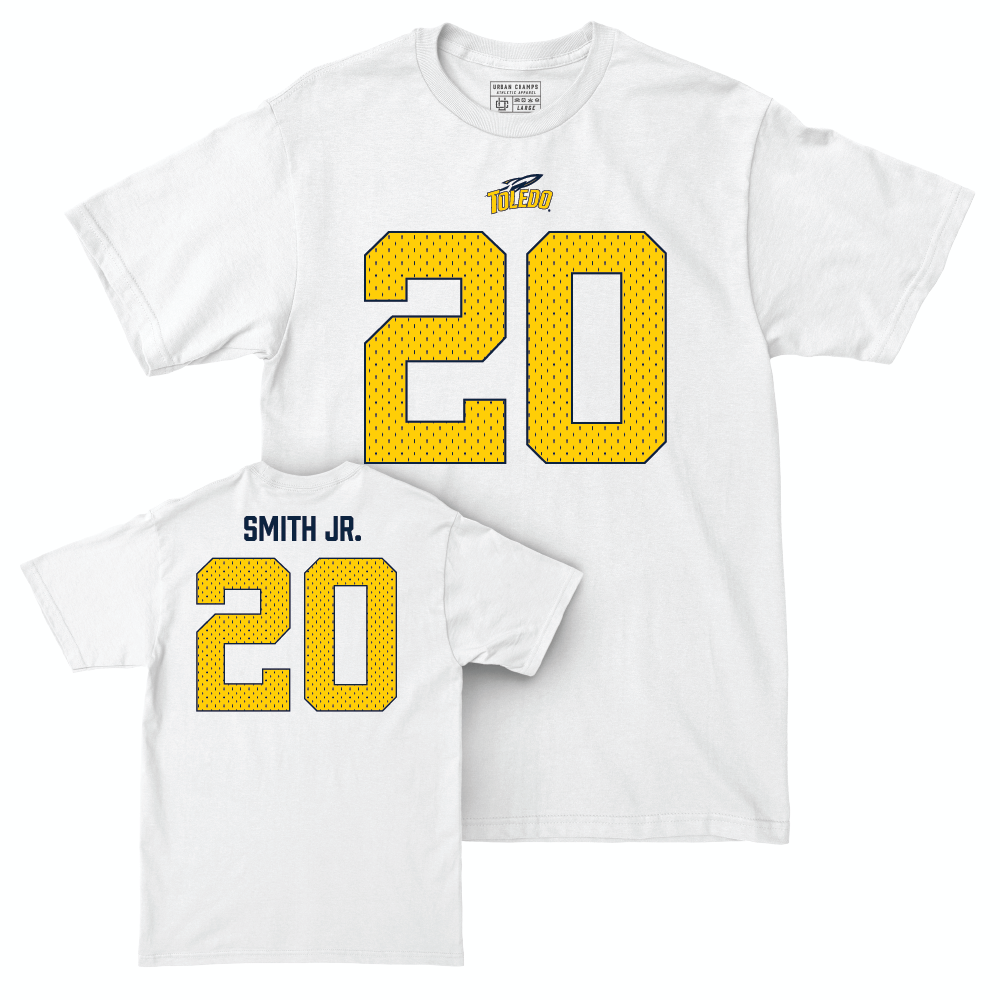 Toledo Football White Blitz Comfort Colors Tee - Sam Smith Jr. | #20