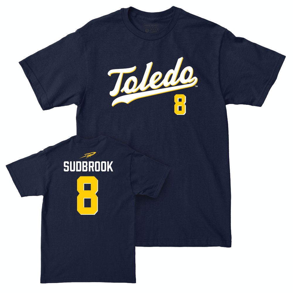 Toledo Baseball Navy Script Tee - Troy Sudbrook | #8