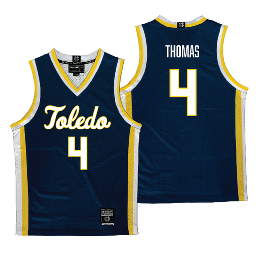 Toledo Men's Basketball Navy Jersey - Xavier Thomas | #4