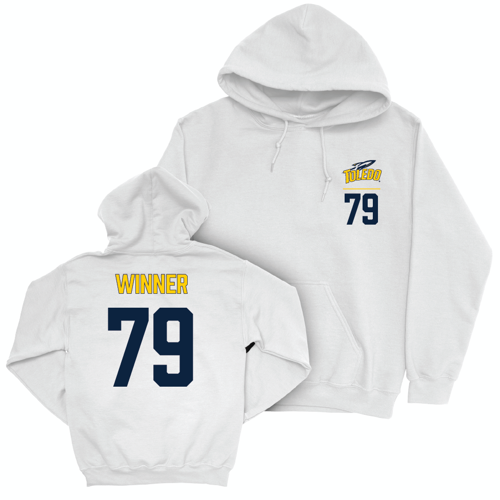 Toledo Football White Logo Hoodie - Alek Winner | #79 Small