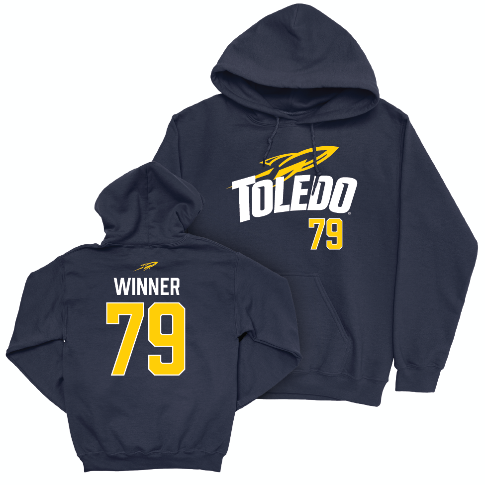 Toledo Football Navy Sideline Hoodie - Alek Winner | #79 Small