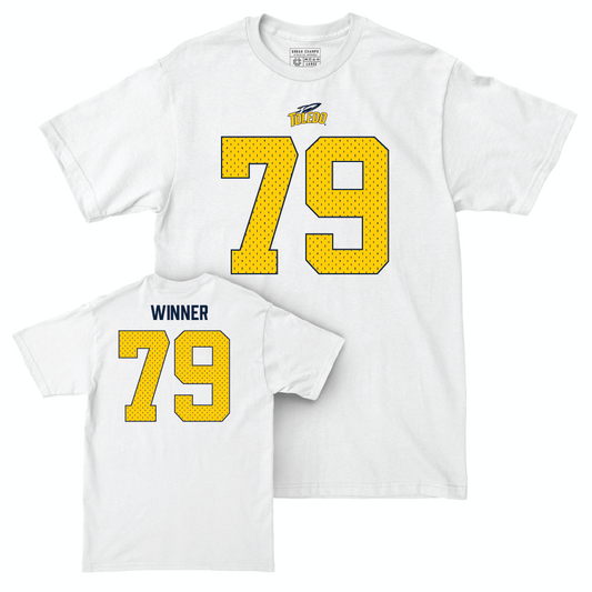 Toledo Football White Blitz Comfort Colors Tee - Alek Winner | #79 Small