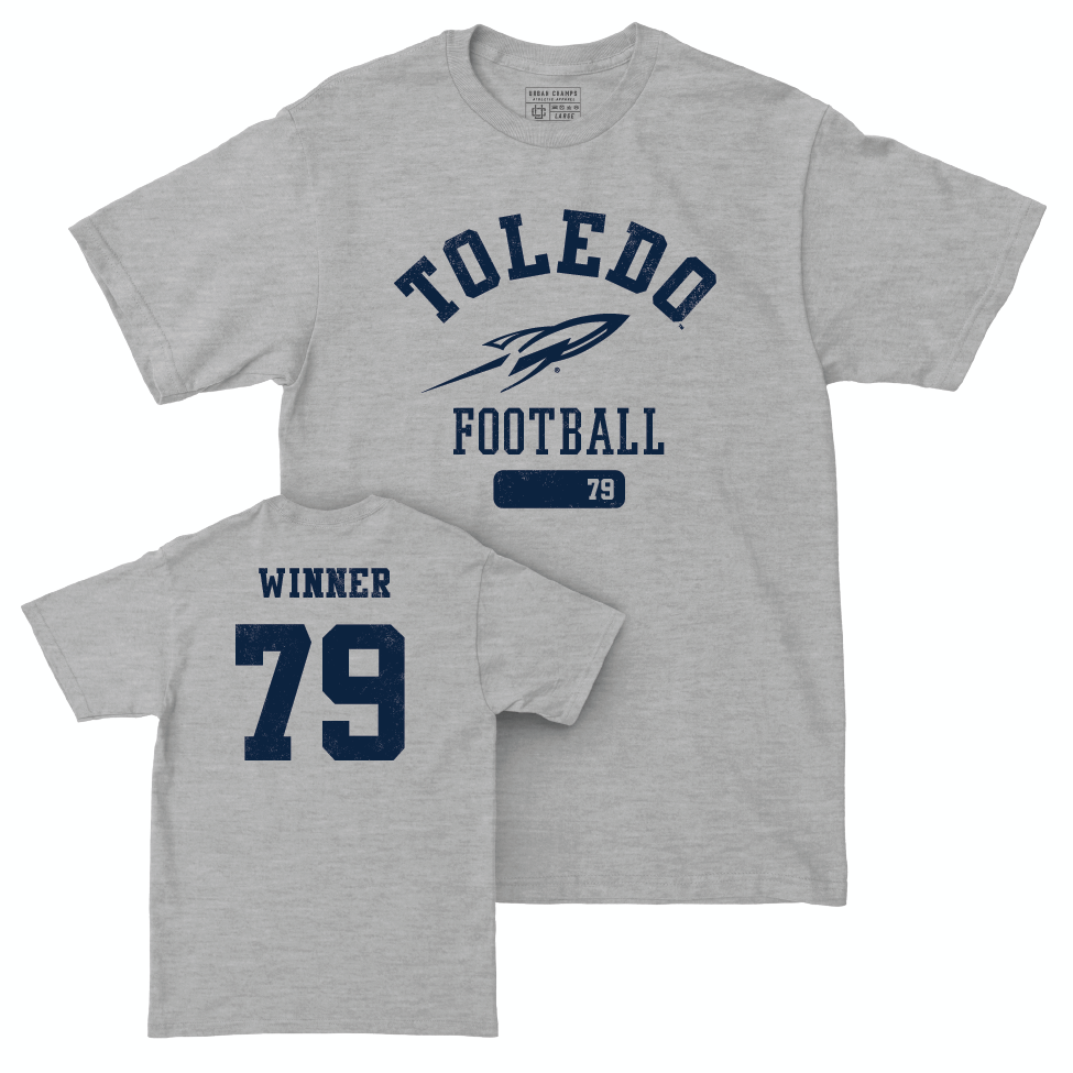 Toledo Football Sport Grey Varsity Tee - Alek Winner | #79 Small