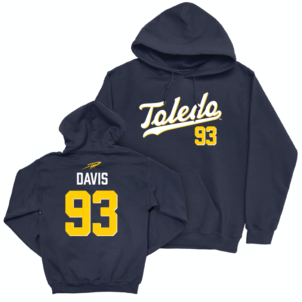 Toledo Football Navy Script Hoodie - Malachi Davis | #93 Small