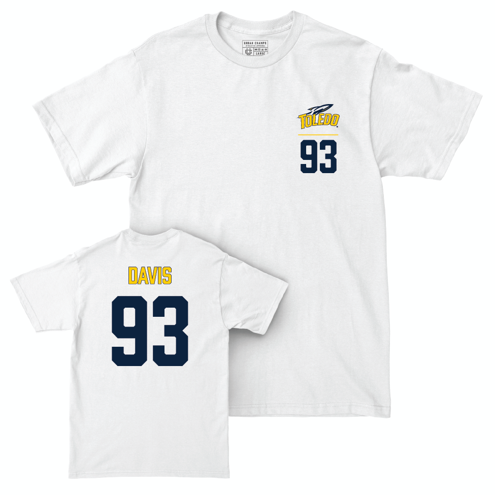 Toledo Football White Logo Comfort Colors Tee - Malachi Davis | #93 Small