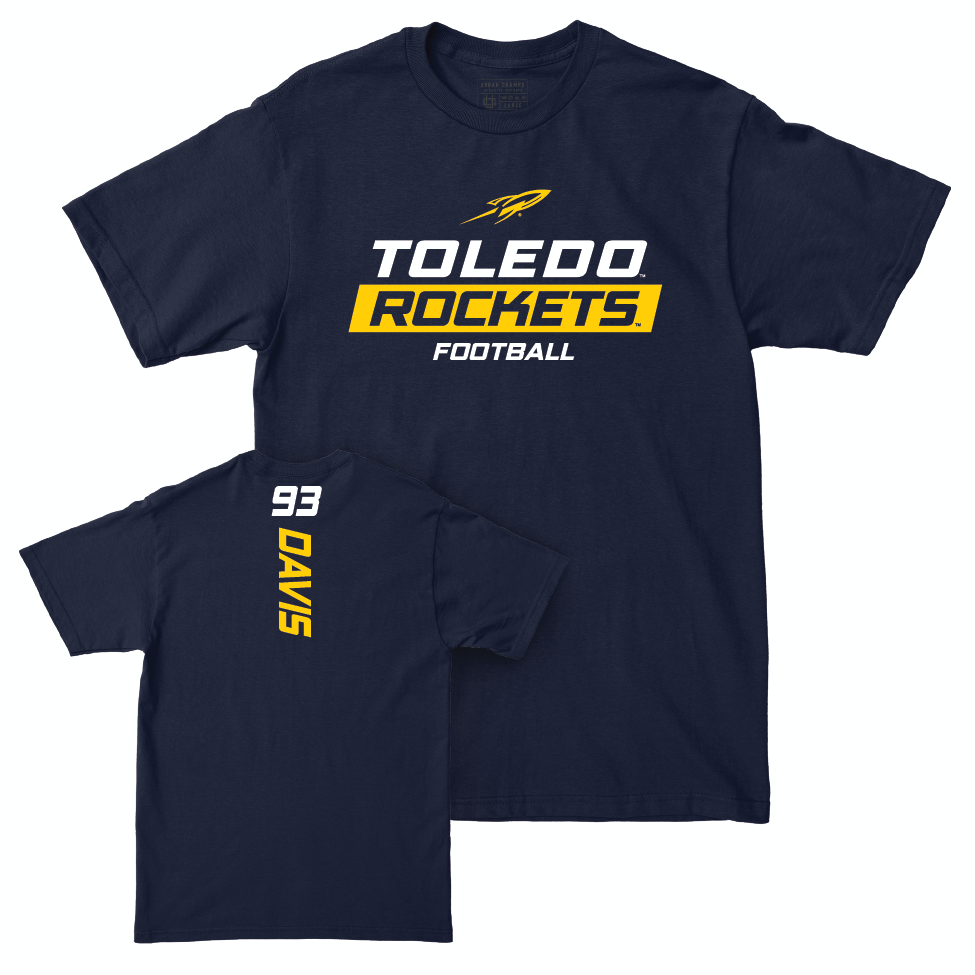 Toledo Football Navy Rush Tee - Malachi Davis | #93 Small