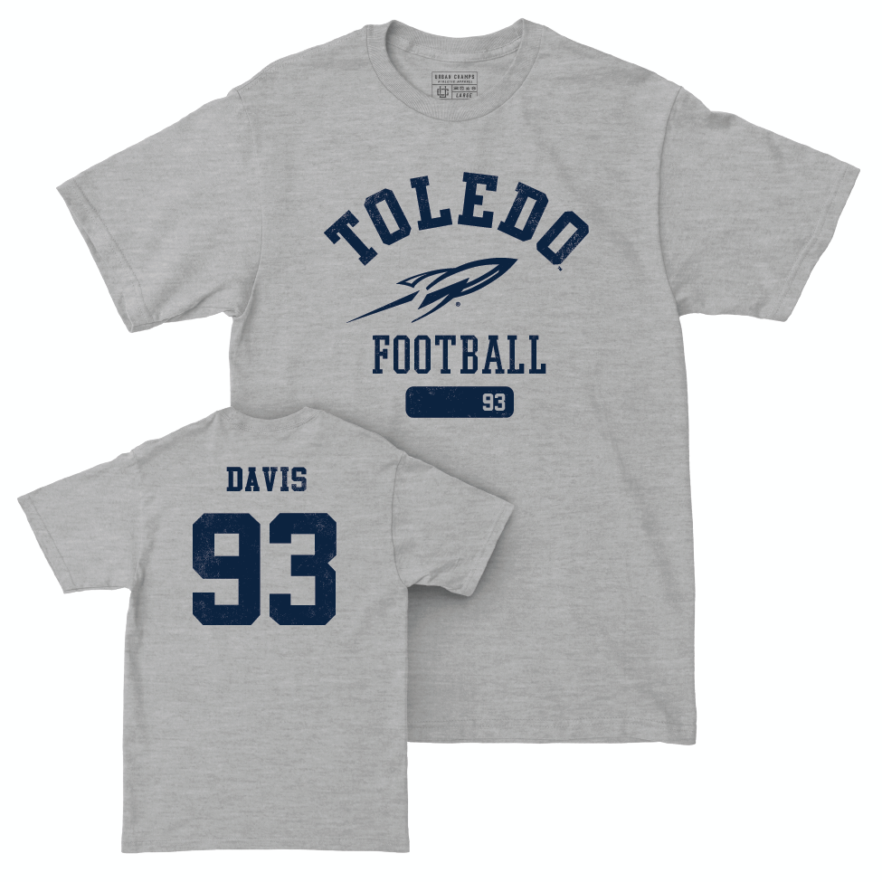 Toledo Football Sport Grey Varsity Tee - Malachi Davis | #93 Small